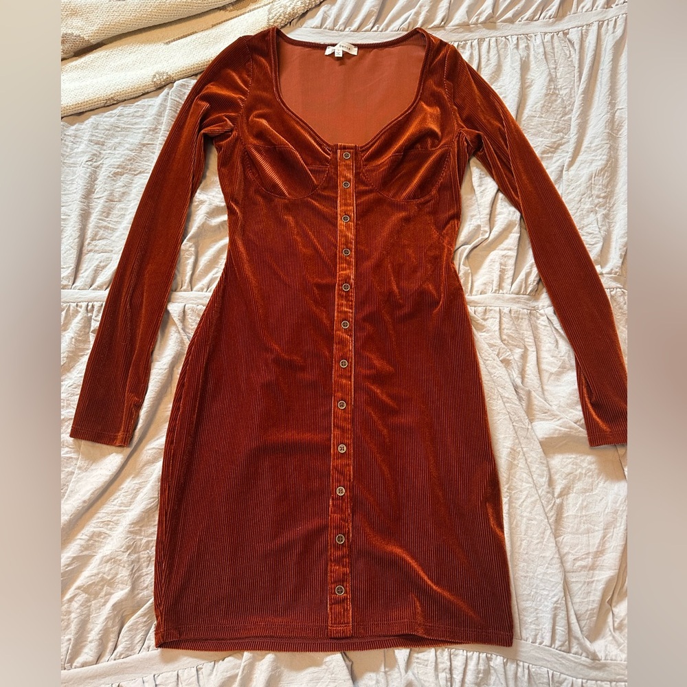 Bear Dance Velvet Bodycon Long Sleeve Mini Dress